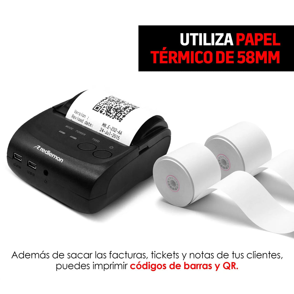 Mini Impresora Térmica Portátil Bluetooth Inalámbrica Para Tickets Y Recibos Pos Pdv 58mm 1174