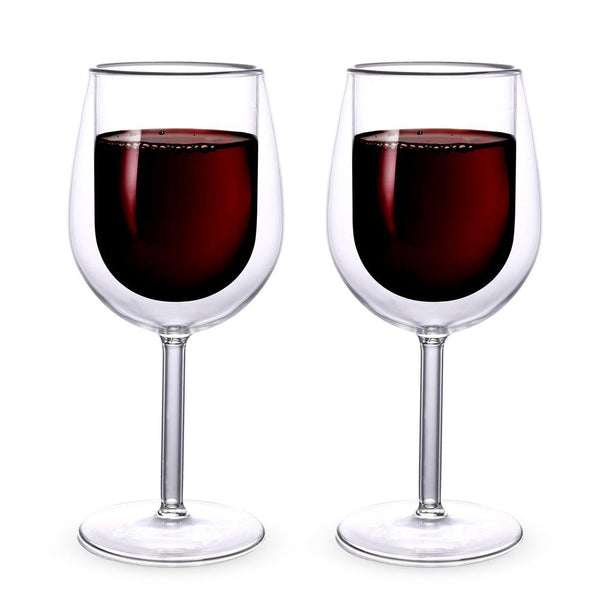 Copas de Vino con Doble Pared de Cristal Térmico 2 Pz 350ml - Redlemon