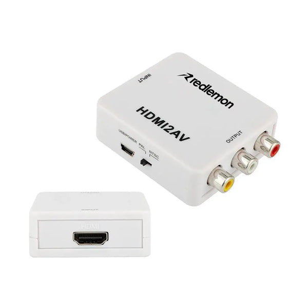 Adaptador y Convertidor HDMI a RCA 1080P, Digital a Análogo, para Audio y Video - Redlemon