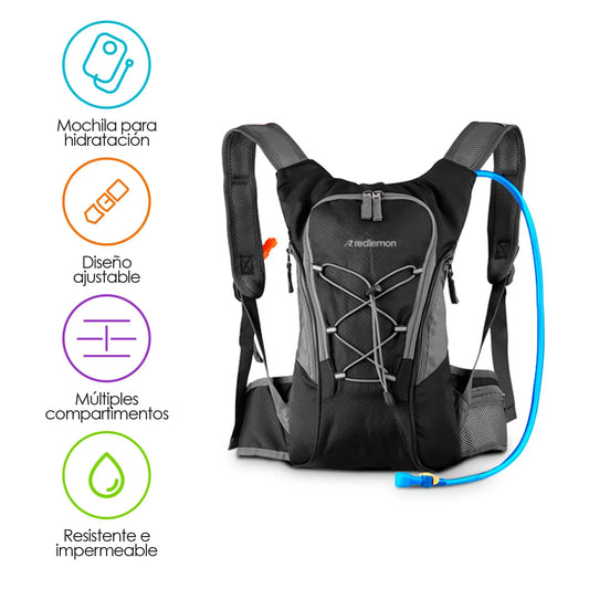 Mochila de Hidratación Deportiva de 2 L Impermeable - Redlemon