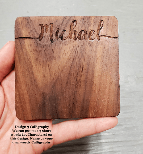 1-5 PCS Walnut Coasters with Holder Engraved Wooden Coasters,Personali –  Angie Wood Creations