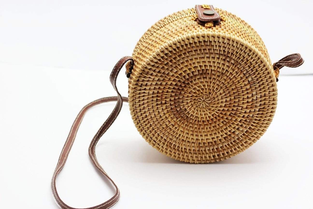 Angie Wood Creations Round ATA Bali High Quality Rattan Handbag