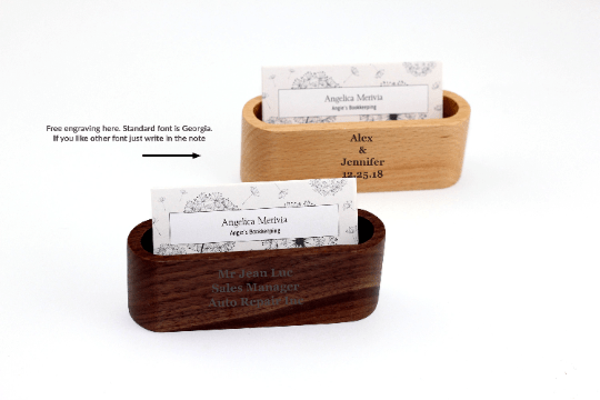 Laser Engraved Wood Business Card Holder - Custom Personalized Wooden Business Card Case, Business Card Holder, Wood Card Holder, Wooden Walnut Wood