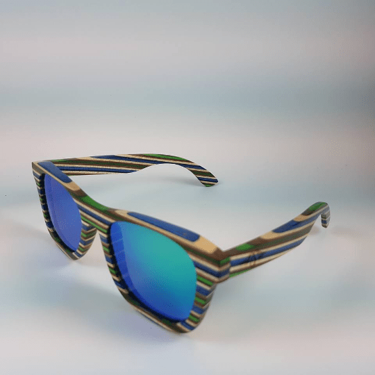 Bamboo Wood Sunglasses, Blue Mirror Lens - Social Paintball