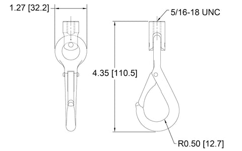 Dimensions for G1107 snap hook