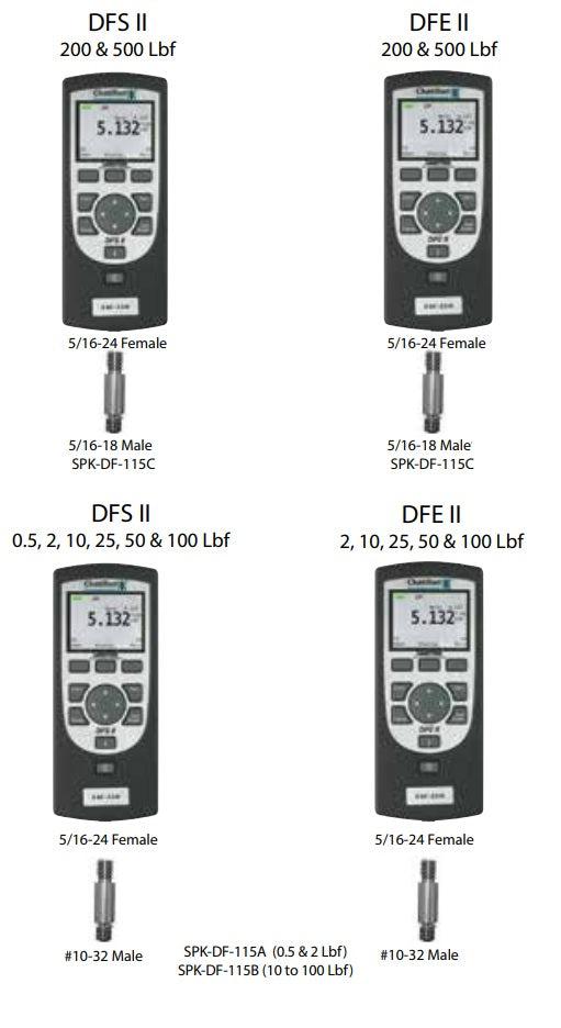 Chatillon force gauge shaft for DFE and DFE2