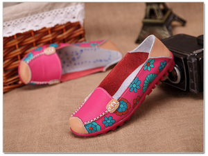 Rose - Flower Print Genuine Leather Shoes - Fashion Arks
