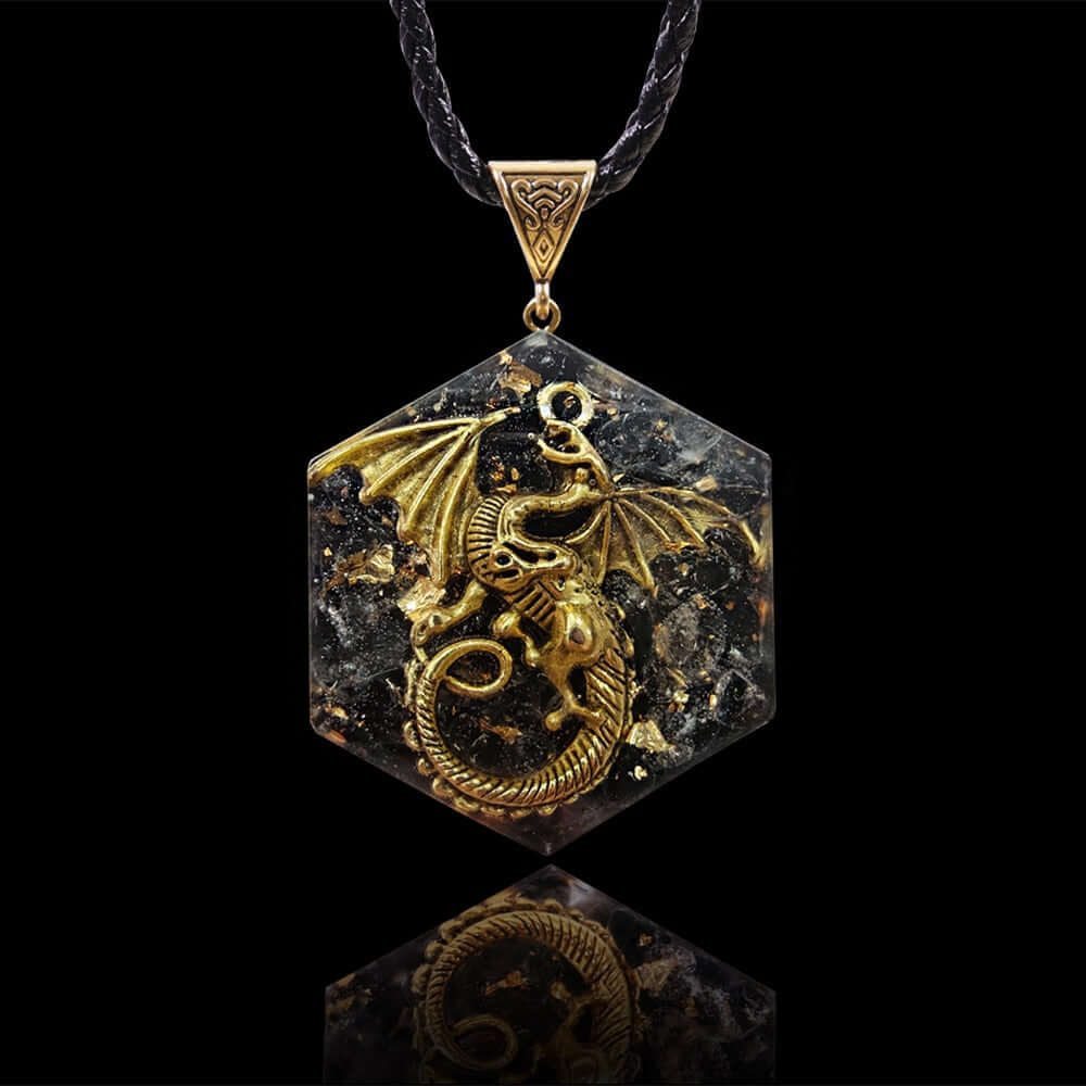 Obsidian Dragon Pendant Necklace