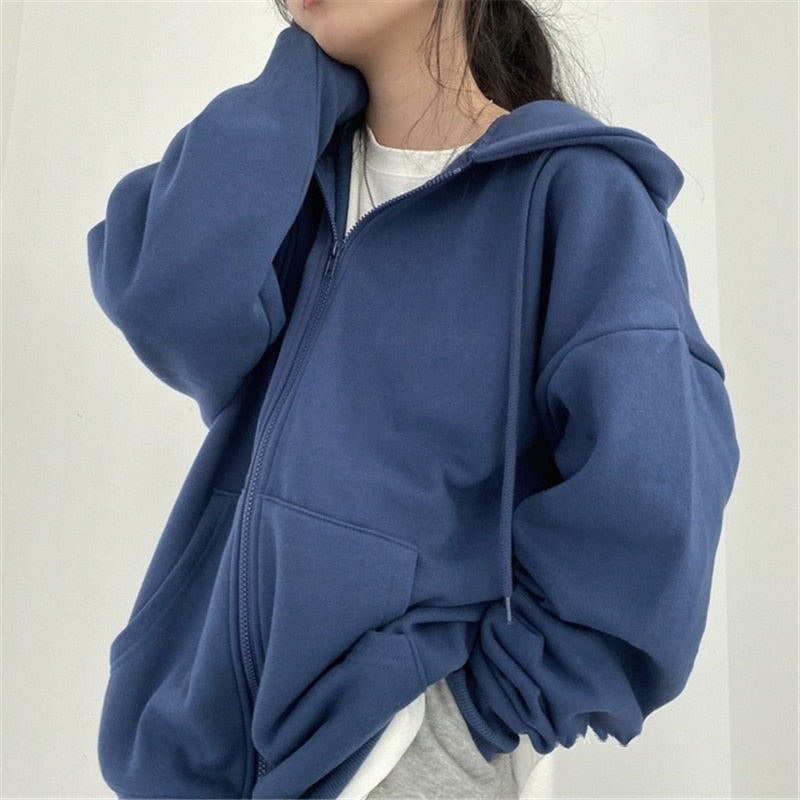 oversized zip up hoodie women's