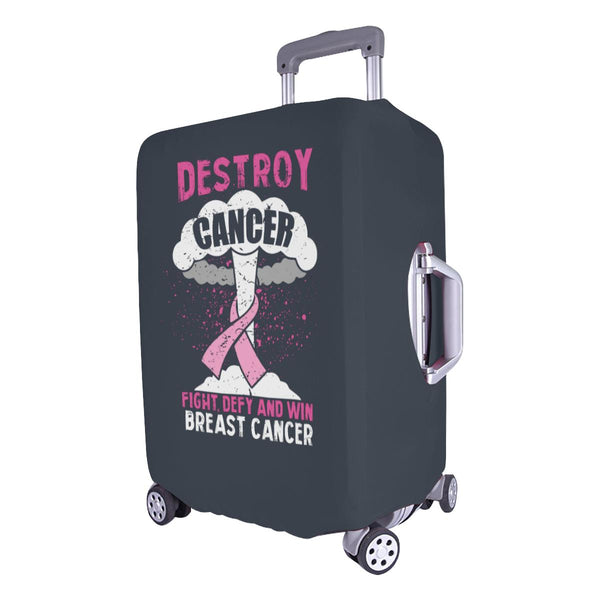 Destroy Cancer Fight Defy And Win Breast Cancer Travel Luggage Cover Suitcase-JoyHip.Com