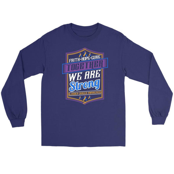Faith Hope Cure Together We Are Strong Bladder Cancer Awareness Gift Long Sleeve-T-shirt-Gildan Long Sleeve Tee-Purple-JoyHip.Com