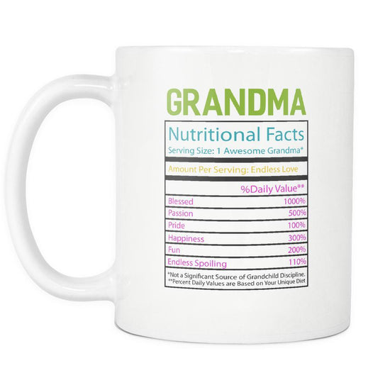 Grandma Mug Gifts for Grandma Christmas Gifts Birthday Gifts for Grandma  Coffee Mug Funny Nutrition Facts Grandma Mug 11oz