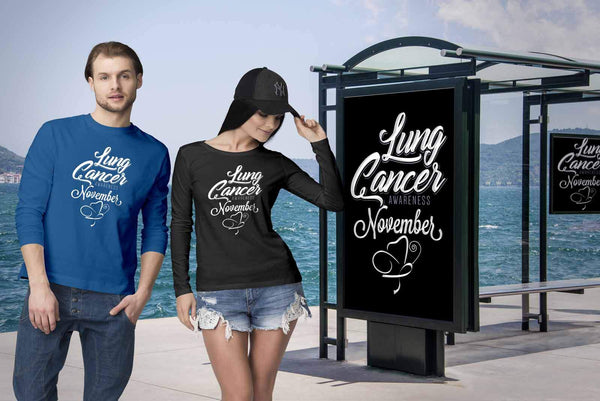 Lung Cancer Awareness November White Ribbon Gift Ideas Long Sleeve Shirt-T-shirt-JoyHip.Com