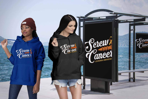 Screw Leukemia Awareness Orange Ribbon Awesome Cool Unisex Hoodie-T-shirt-JoyHip.Com