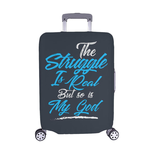 The Struggle Is Real But So Is My God Christian Travel Luggage Cover Suitcase-M-Grey-JoyHip.Com