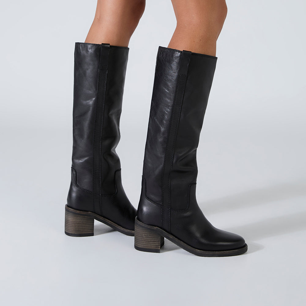 Apache Black Como Calf Boots - Tony Bianco