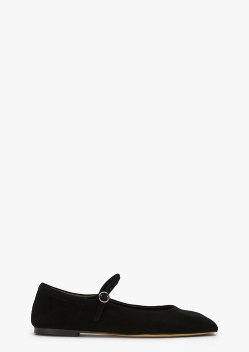 Bambi Black Suede Flats
