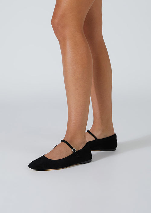 Bambi Black Suede Flats