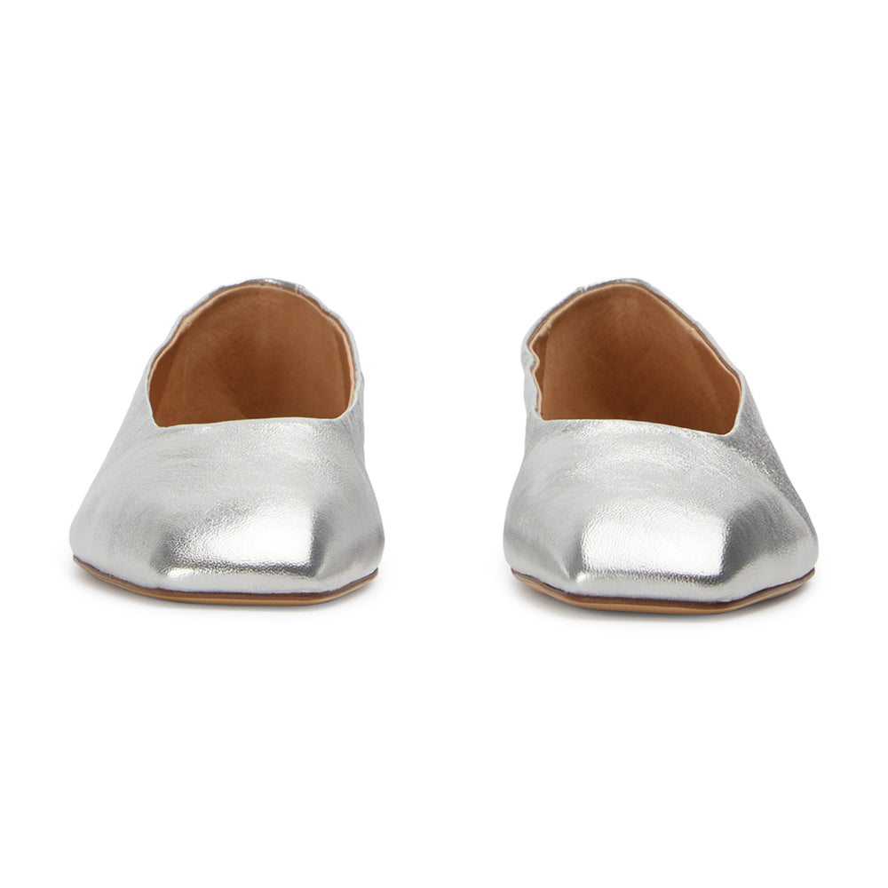 Benji Silver Shimmer Flats - Tony Bianco