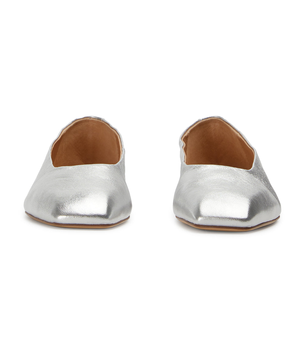 Benji Silver Shimmer Flats - Tony Bianco