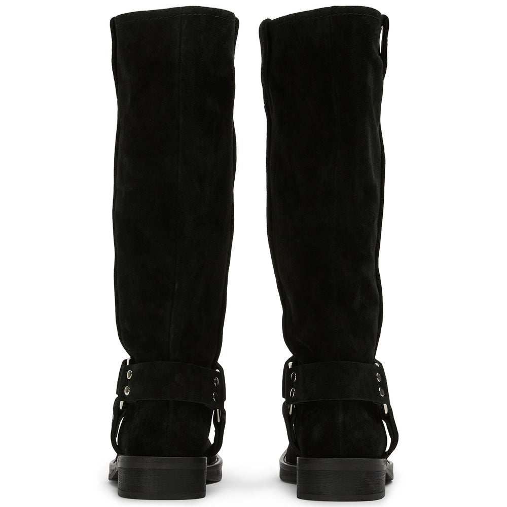 Biker Black Cameo Suede Calf Boots - Tony Bianco