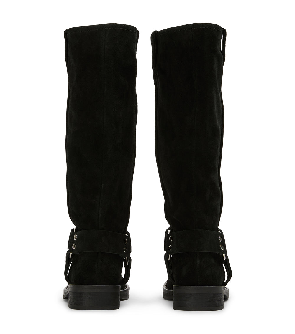 Biker Black Cameo Suede Calf Boots - Tony Bianco