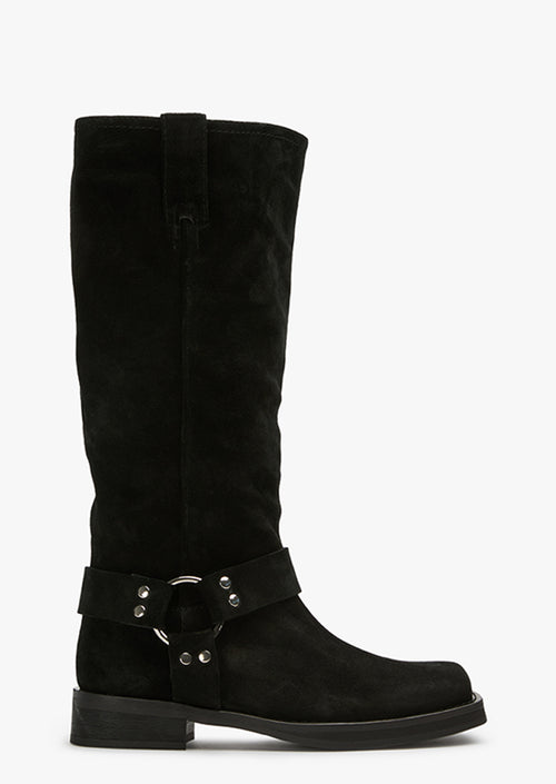 Biker Black Cameo Suede Calf Boots