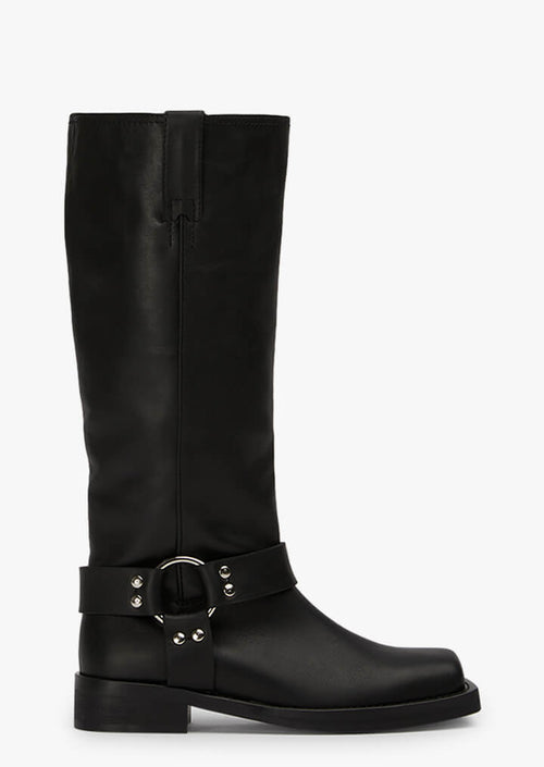 Biker Black Wax Calf Boots