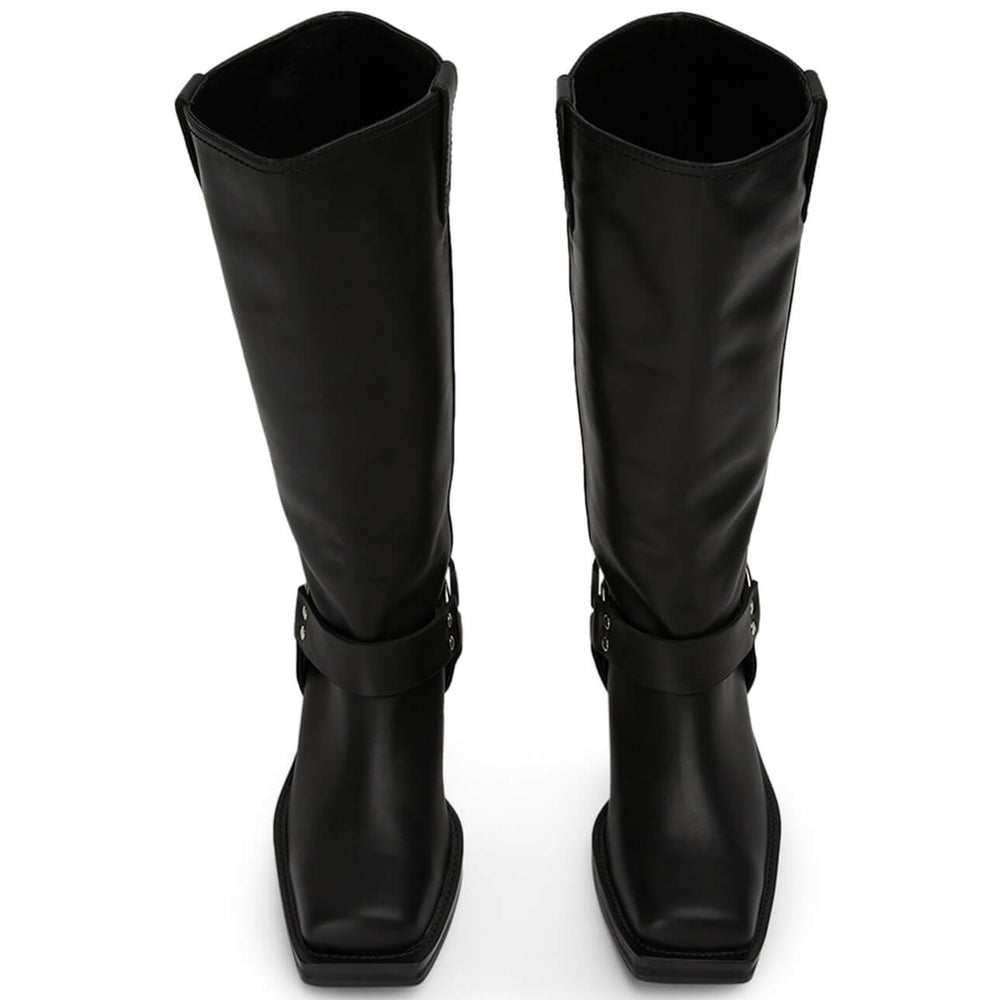 Biker Black Wax Calf Boots - Tony Bianco