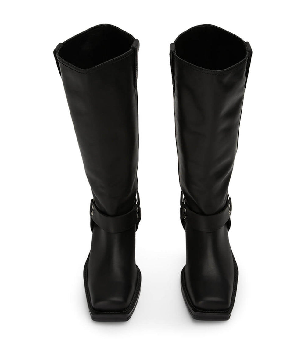 Biker Black Wax Calf Boots - Tony Bianco