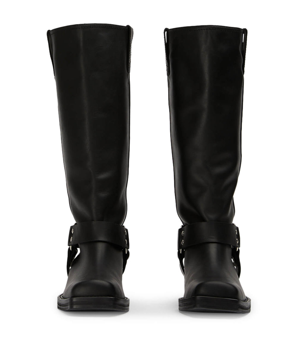 Biker Black Wax Calf Boots - Tony Bianco