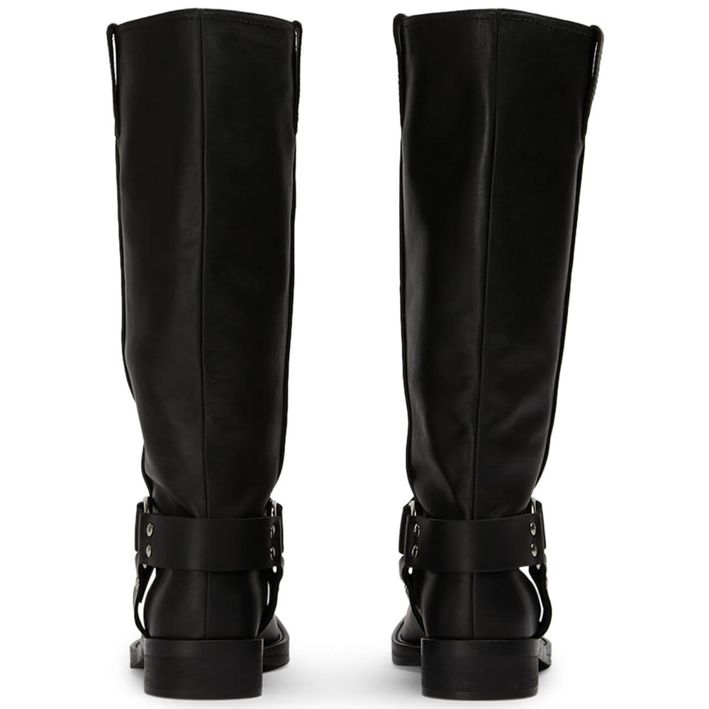 Biker Black Wax Calf Boots - Tony Bianco