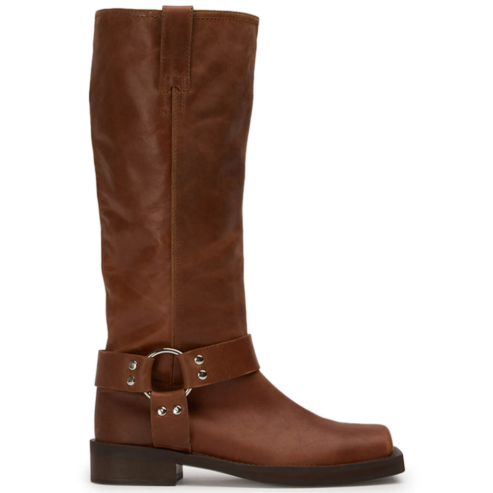 Biker Cognac Calf Boots - Tony Bianco