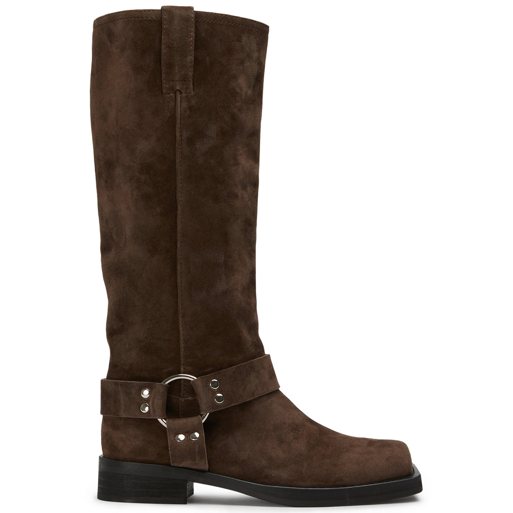 Biker Espresso Suede Calf Boots - Tony Bianco