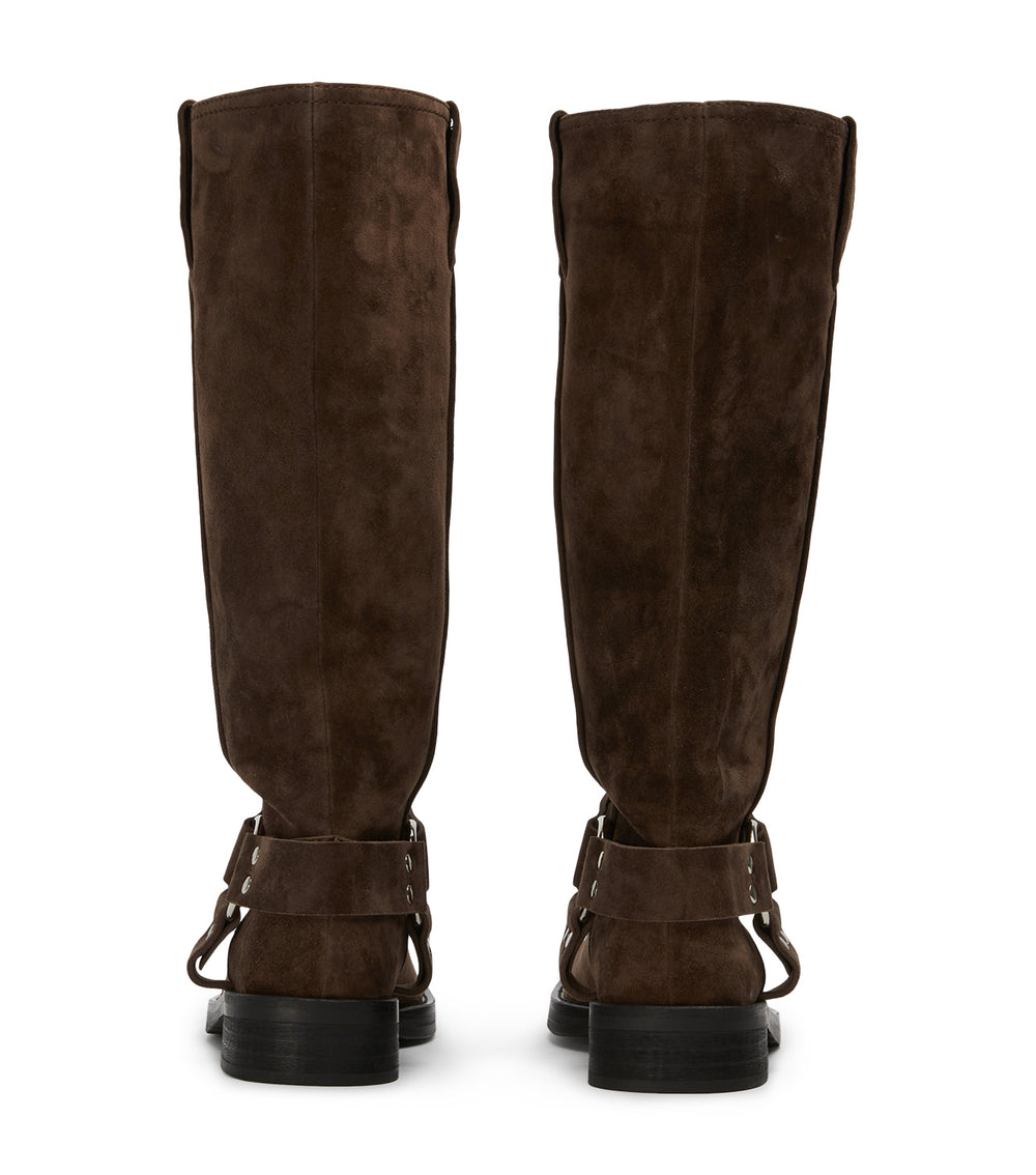 Biker Espresso Suede Calf Boots - Tony Bianco