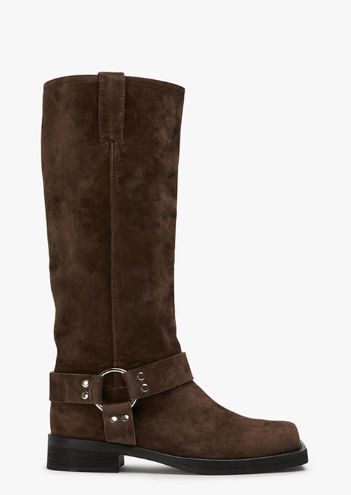 Biker Espresso Suede Calf Boots