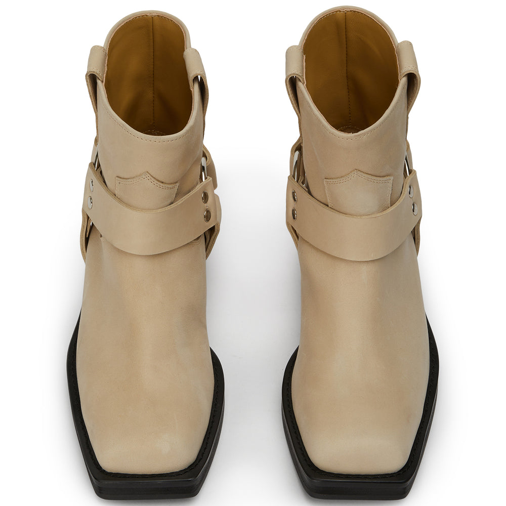 Bikey Beige Wax Ankle Boots - Tony Bianco