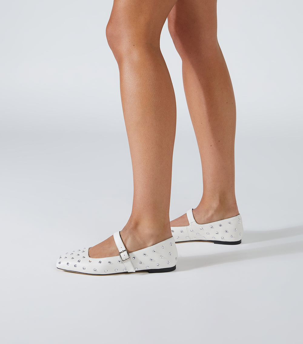 Buffy White Nappa Flats - Tony Bianco