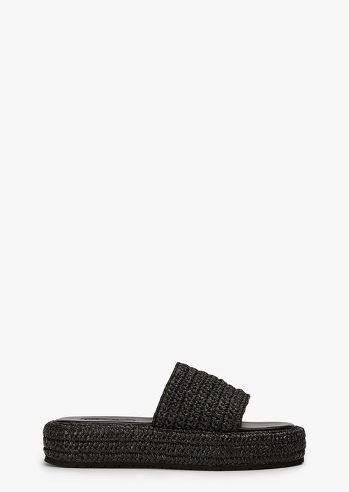 Capri Black Raffia Sandals