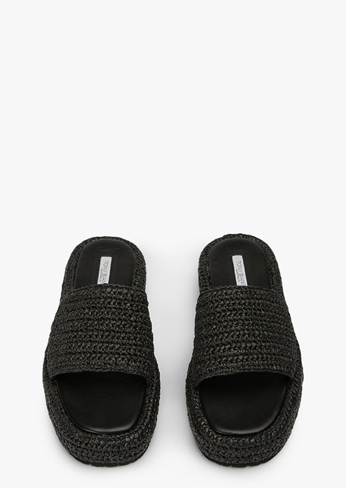 Capri Black Raffia Sandals