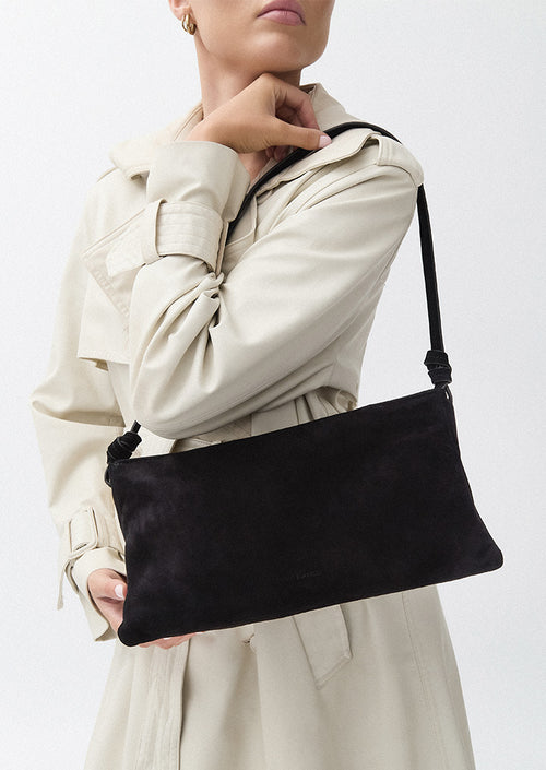 Cassey Black Suede Shoulder Bag