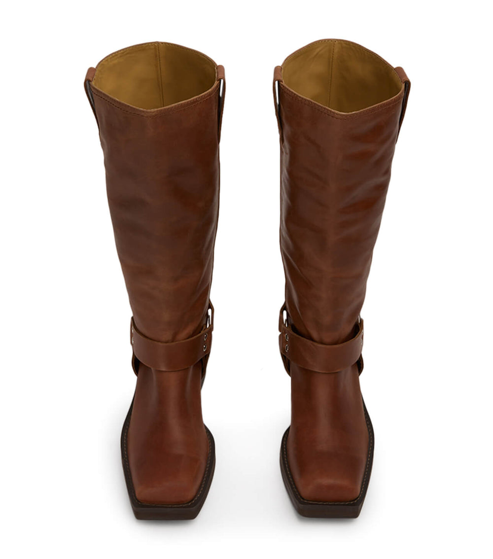 Biker Cognac Calf Boots - Tony Bianco