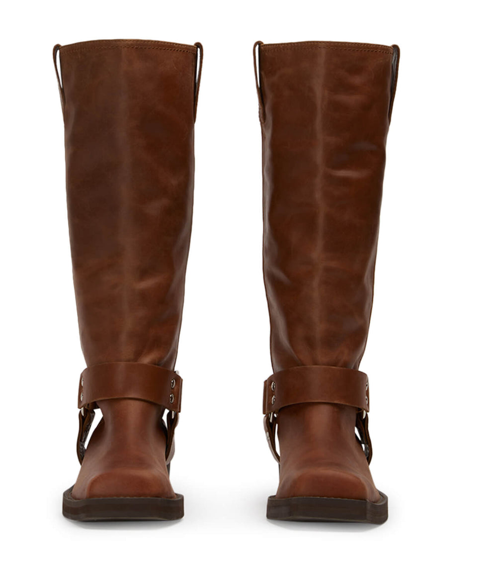 Biker Cognac Calf Boots - Tony Bianco