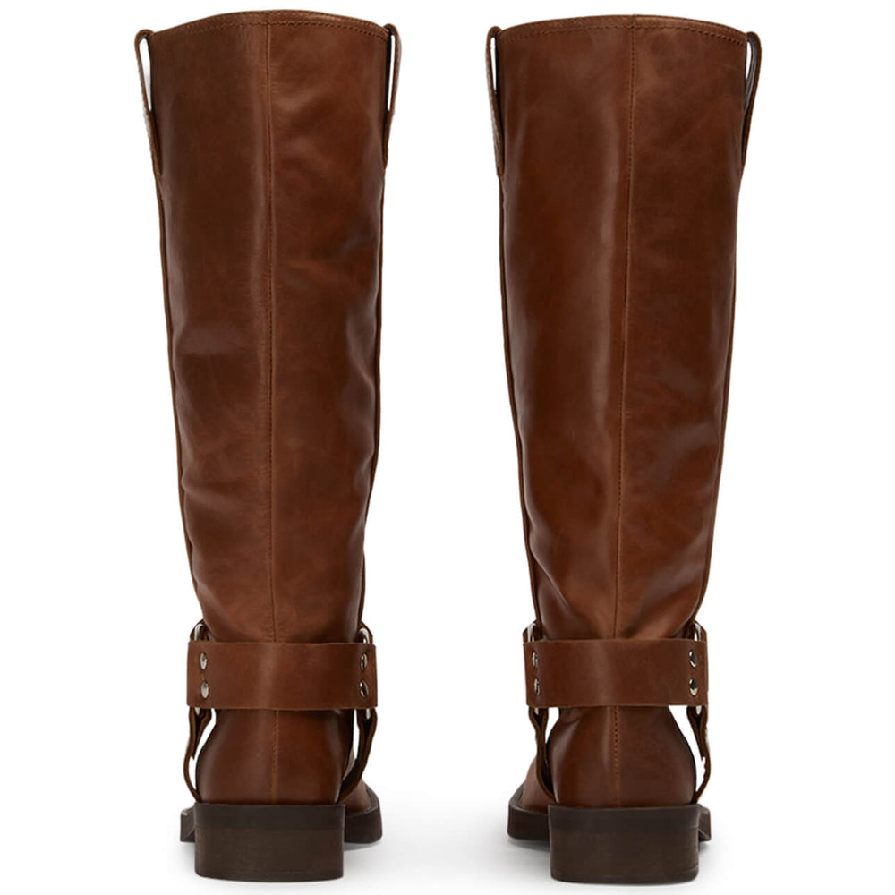 Biker Cognac Calf Boots - Tony Bianco