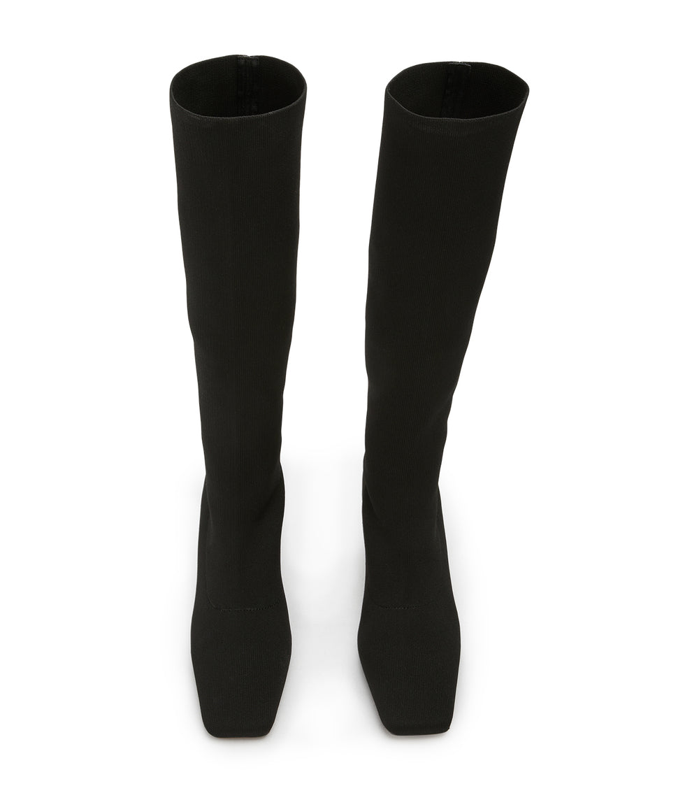 Feline Black Sock Knit Calf Boots - Tony Bianco