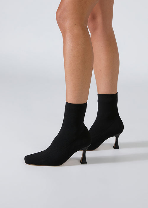 Felix Black Sock Knit Ankle Boots