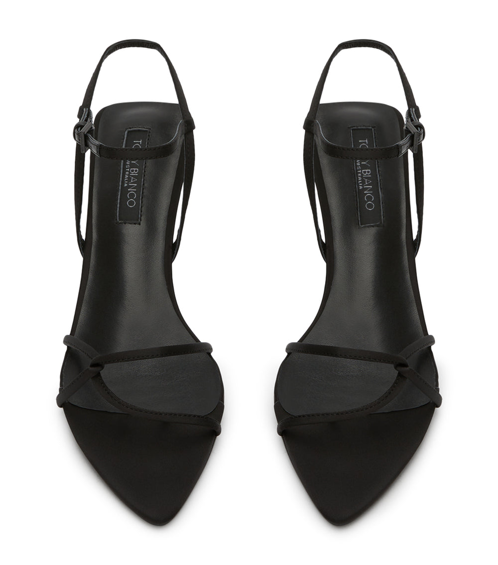 Florida Black Satin Heels - Tony Bianco