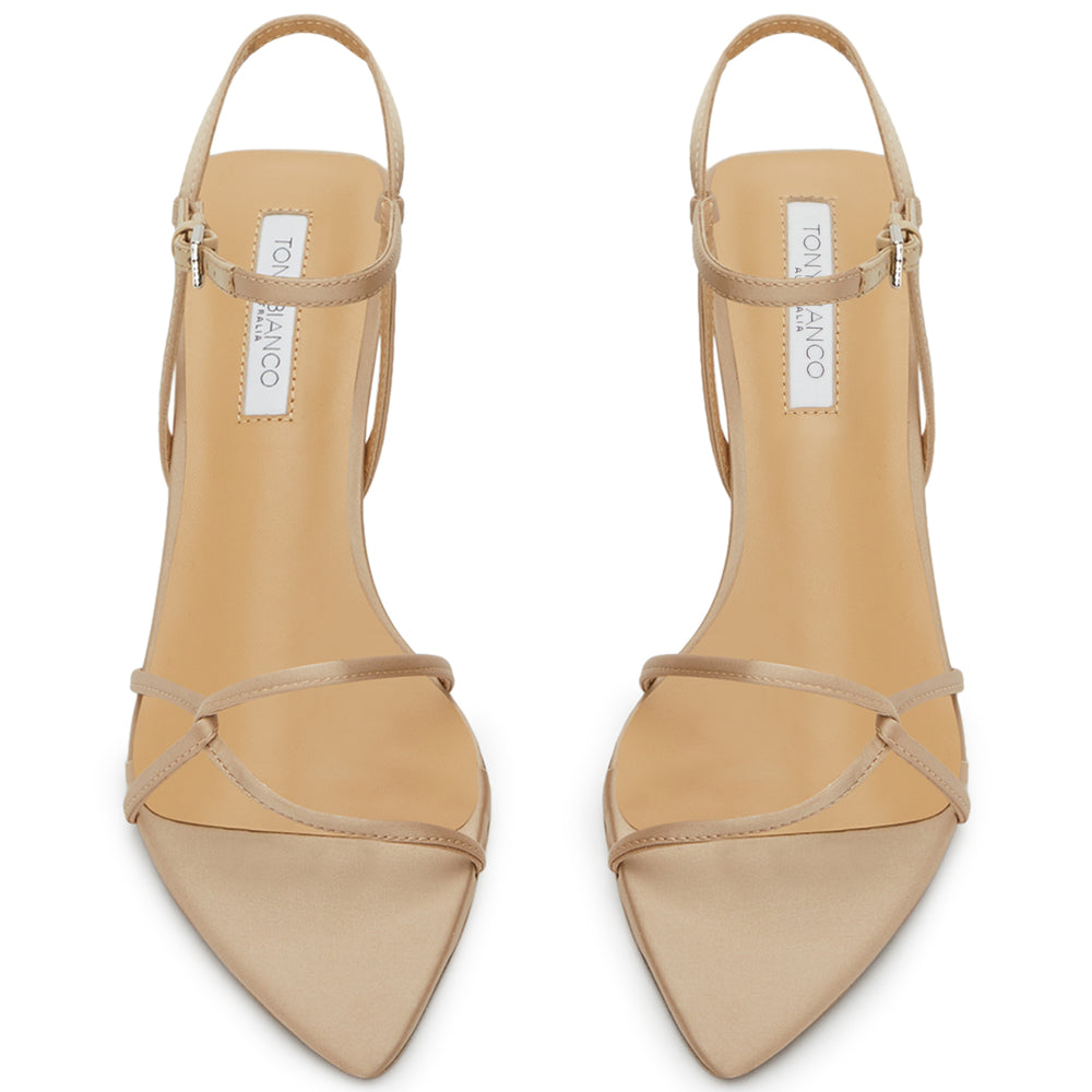 Florida Nude Satin Heels - Tony Bianco