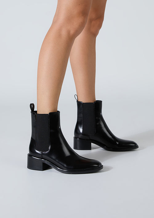 Fremont Black Hi Shine Ankle Boots