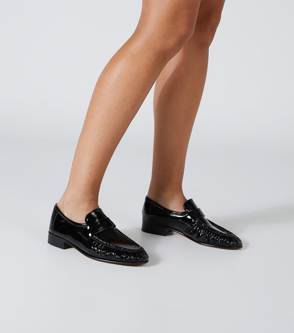 Gatsby Black Nappa Patent Flats - Tony Bianco